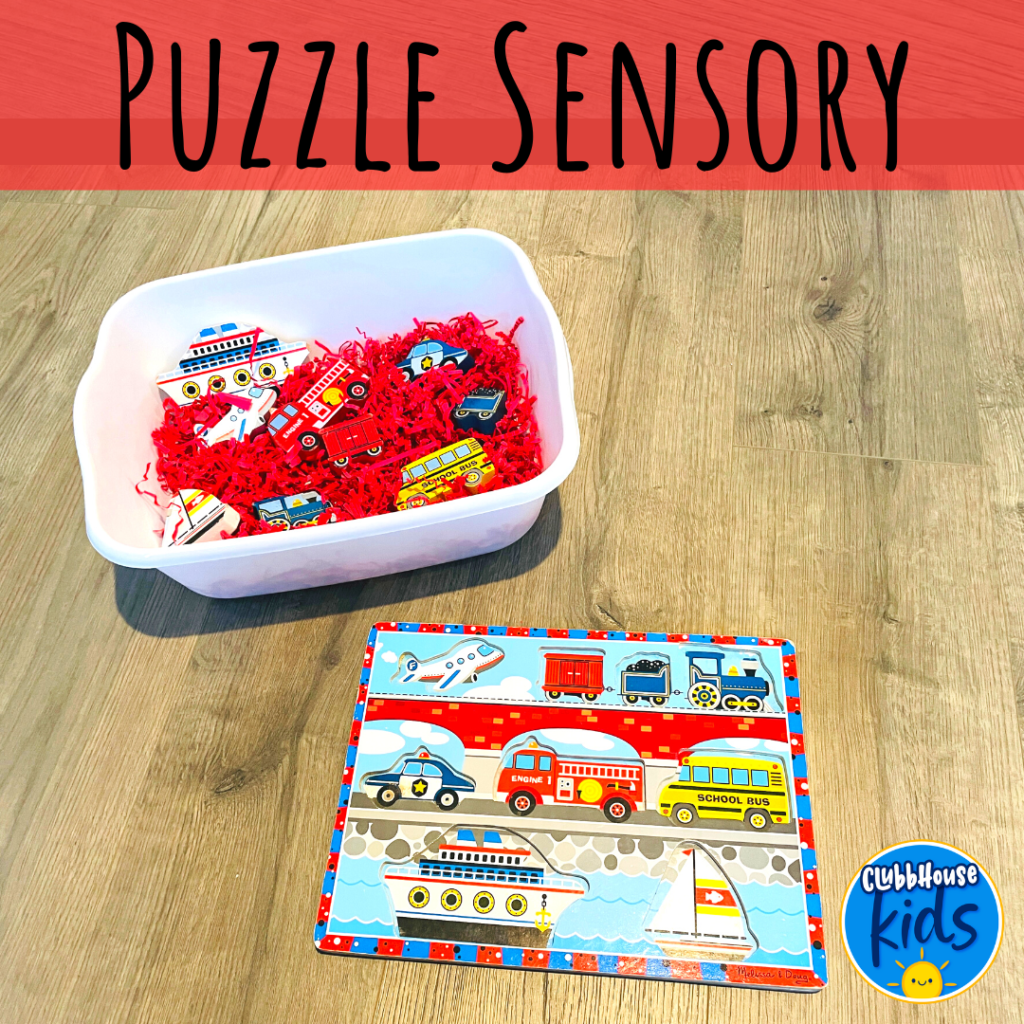 Puzzle piece sensory bin
