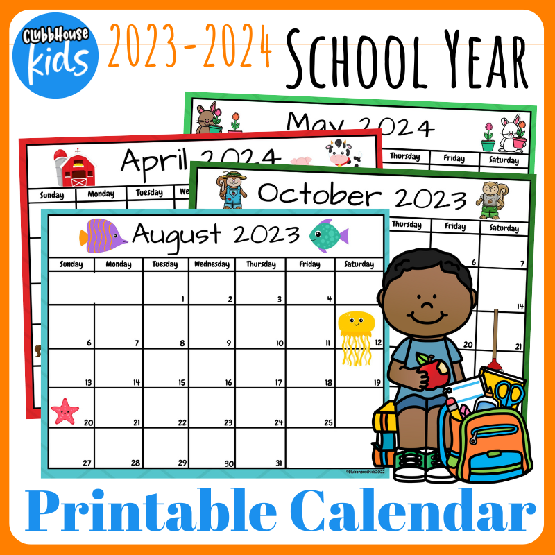 school year printable calendar
