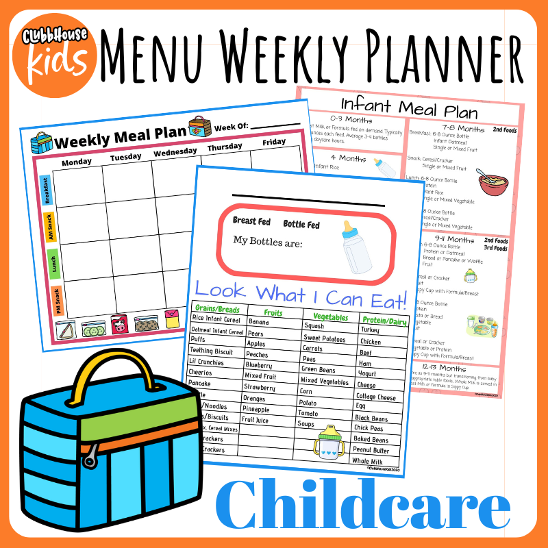 infant daycare meal planner