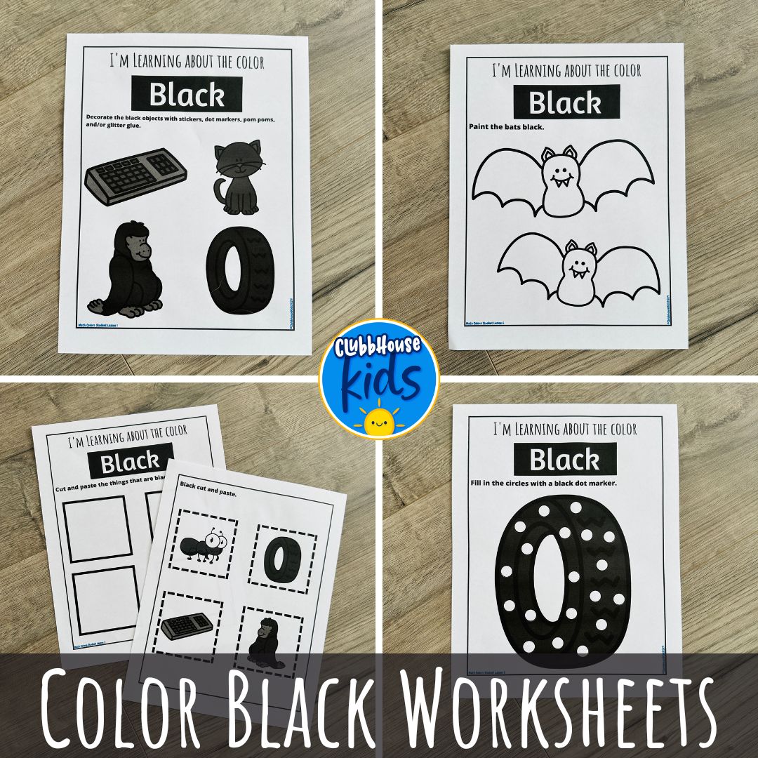 black color recognition worksheets