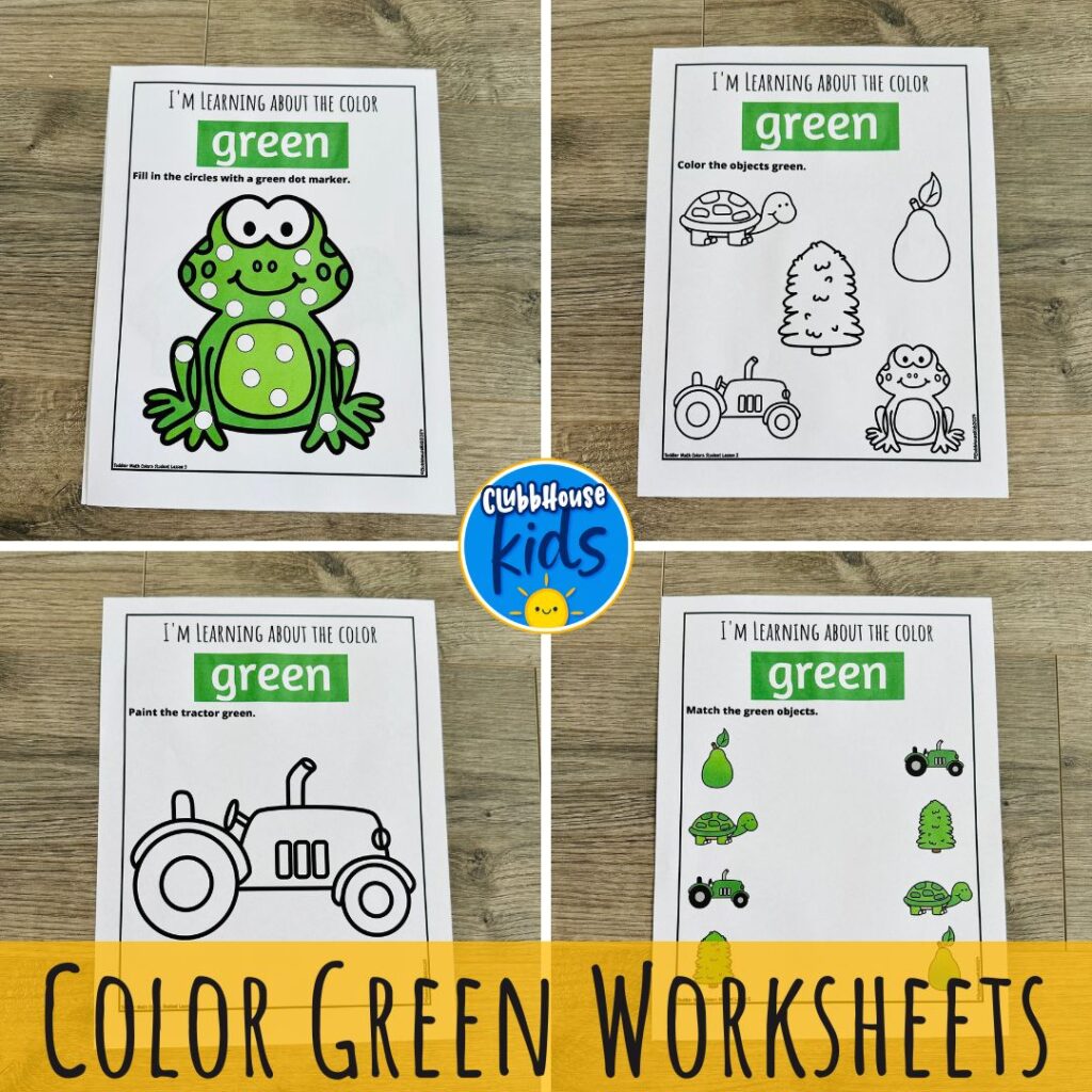 teaching the color green worksheets