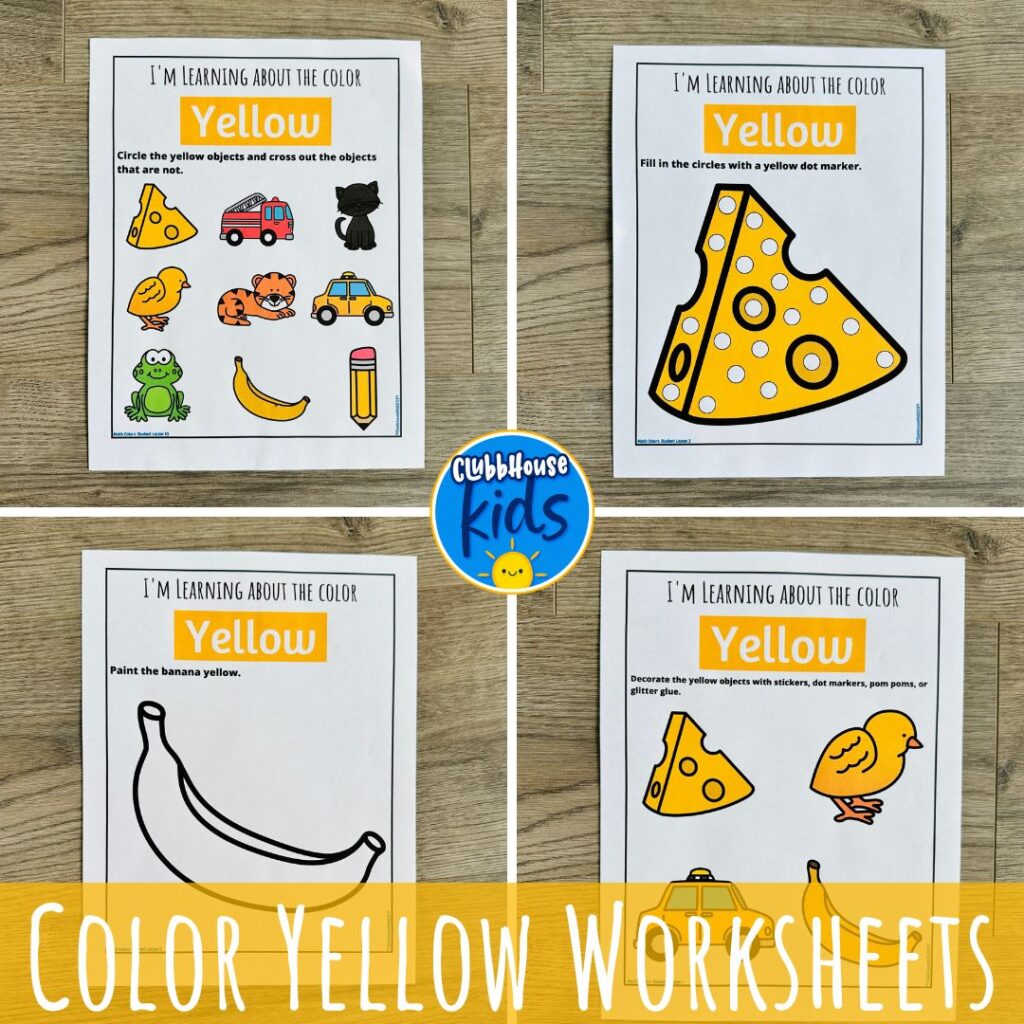 yellow worksheets preschool