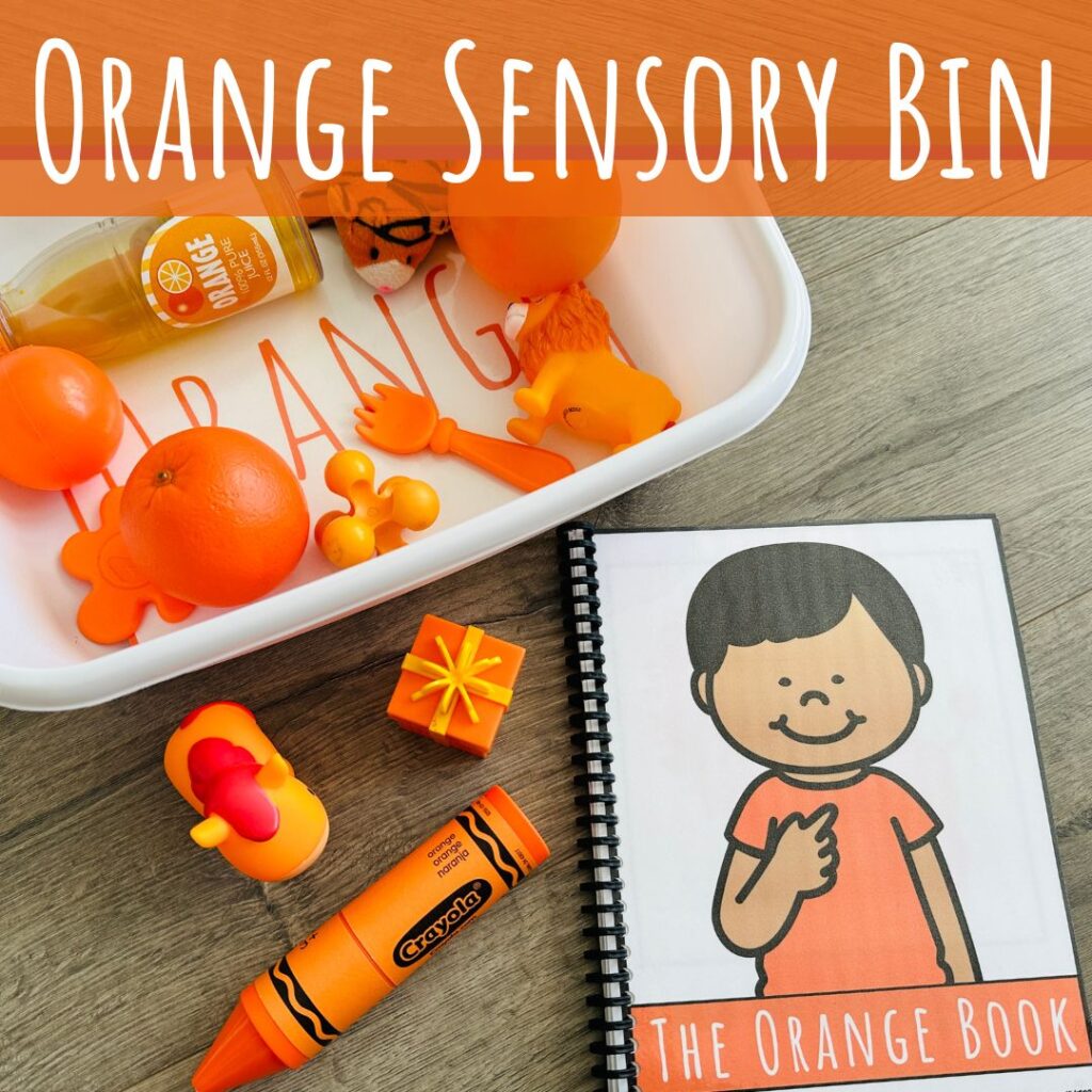 color orange sensory bin