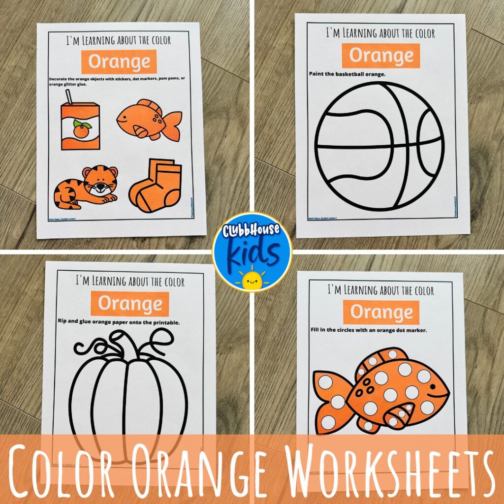 teaching the color orange worksheets