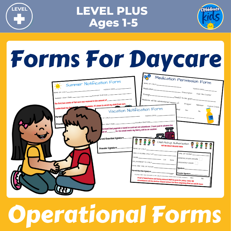 Professional childcare forms.