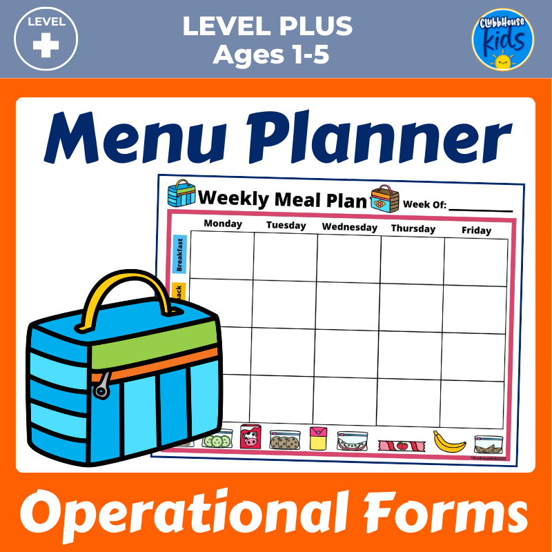 Quality childcare meal planning forms.