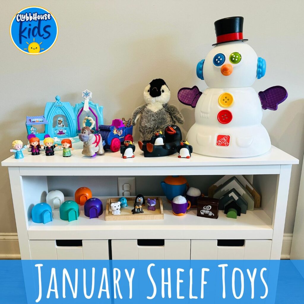 January themed learning shelf